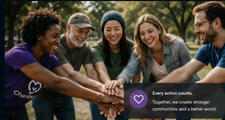 Volunteers working together in their community